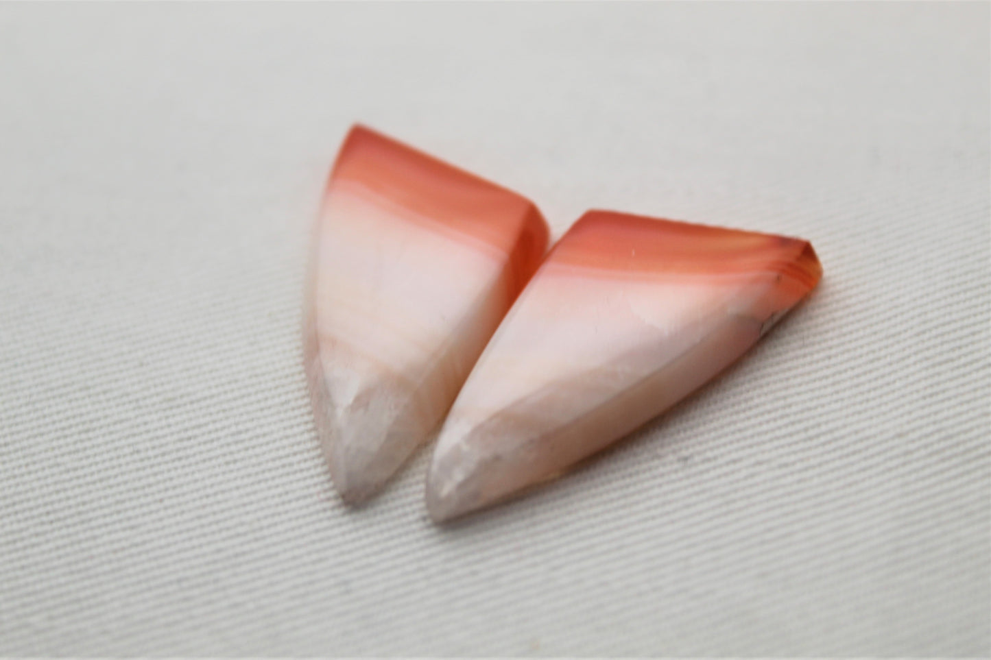 Banded Agate Pair Cabochon Gemstone orange white