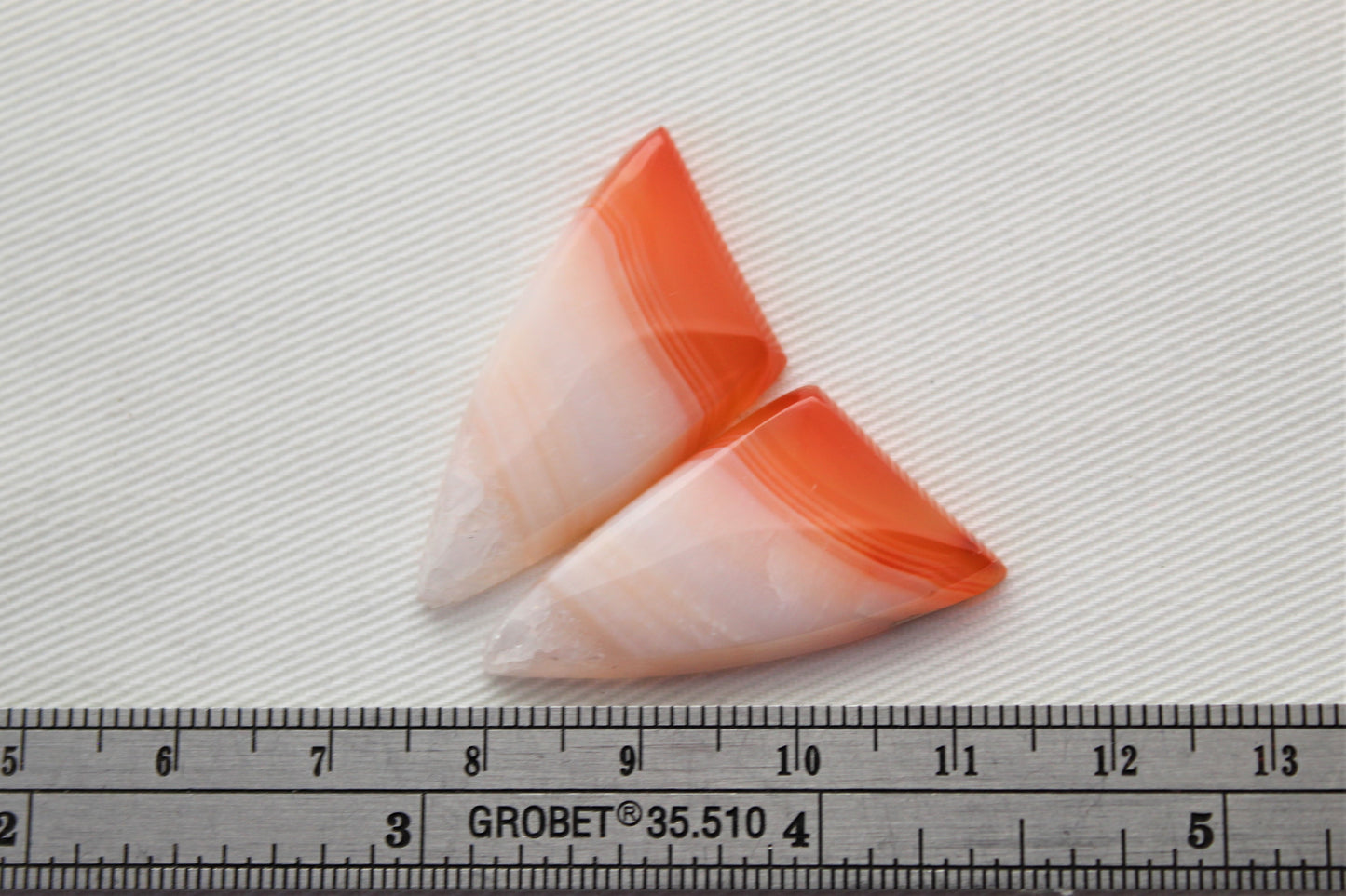 Banded Agate Pair Cabochon Gemstone orange white