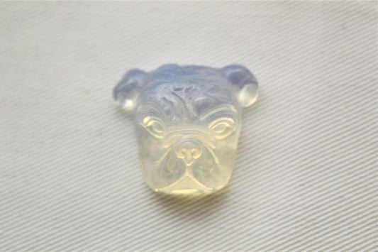 Opalite Cabochon in a Bulldog shape carved