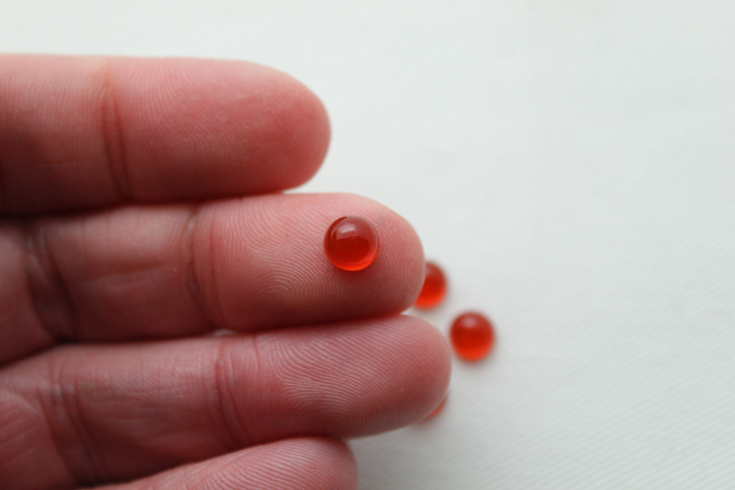 FOUR round Carnelian Cabochons 6MM