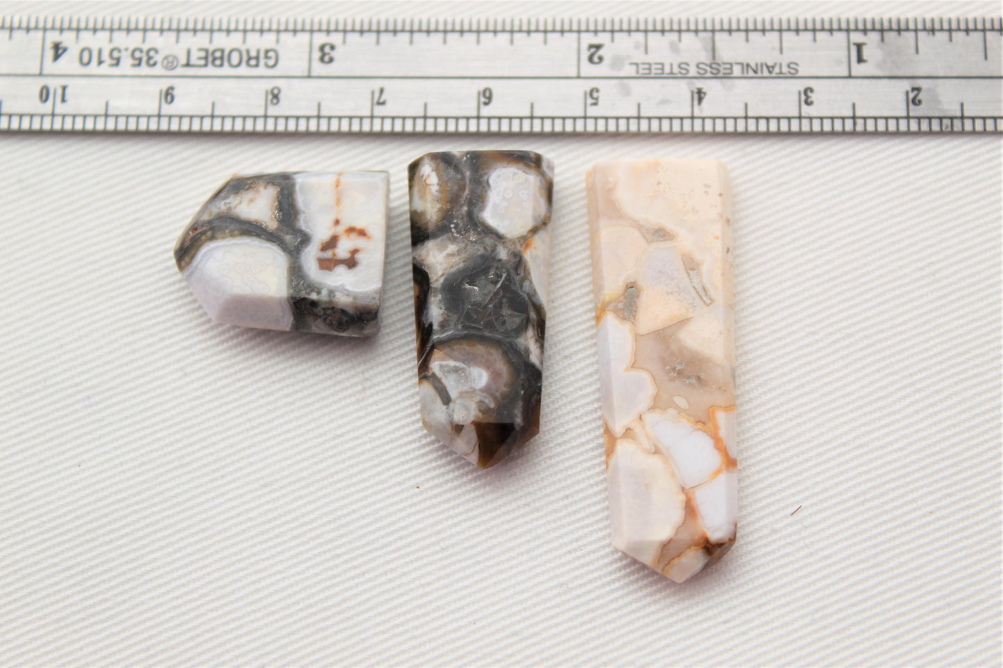 THREE Marble Jasper gemstone pendant size UNDRILLED