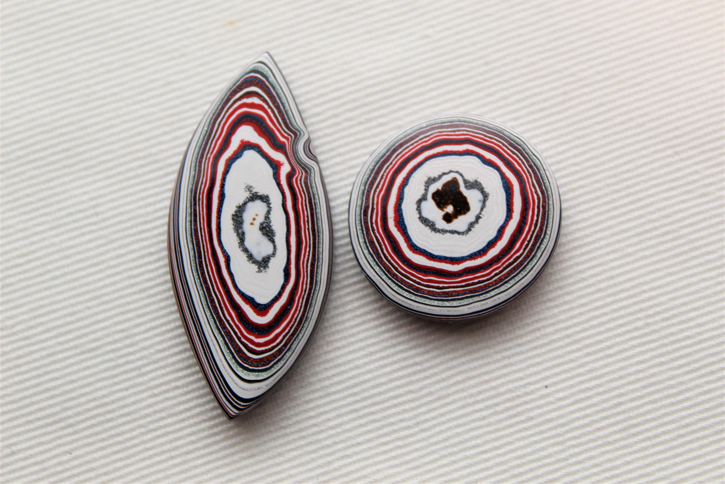 TWO Fordite Cabochon Mismatch