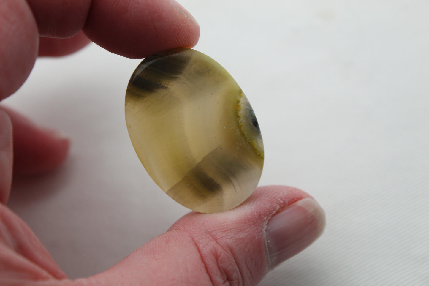 Yellow Banded Agate Cabochon Gemstone Oval