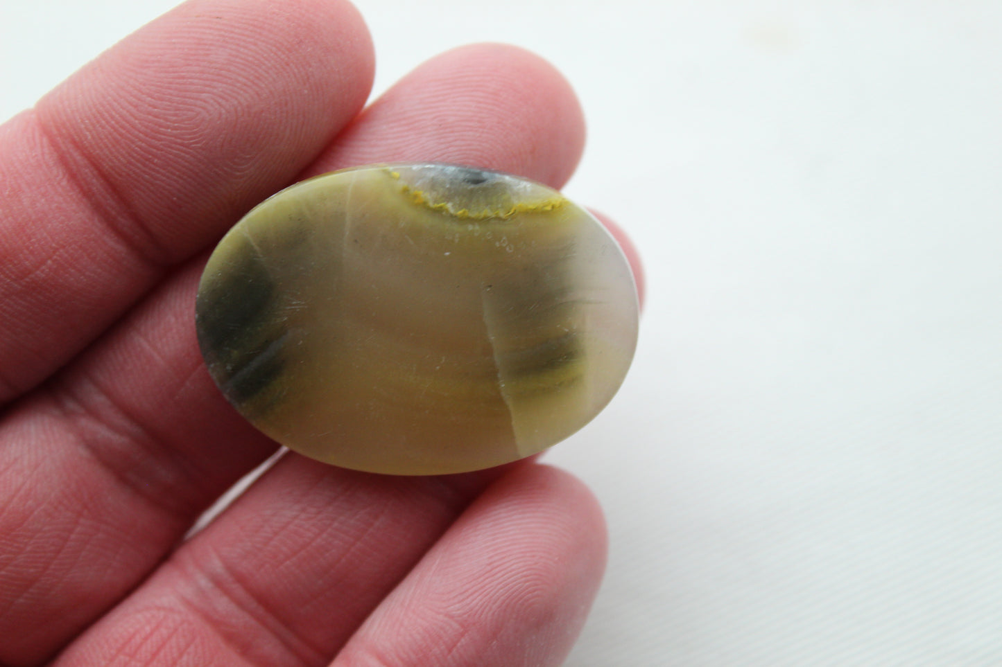 Yellow Banded Agate Cabochon Gemstone Oval