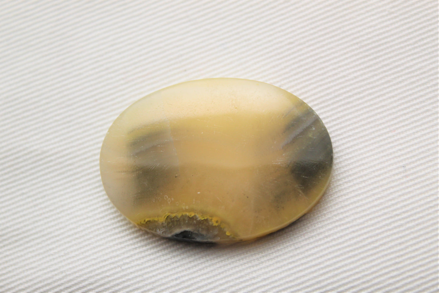 Yellow Banded Agate Cabochon Gemstone Oval