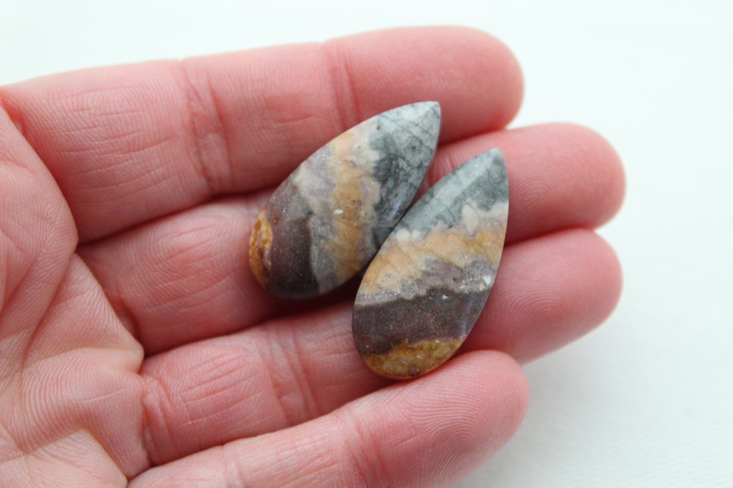 Pair of banded Jasper Cabochons