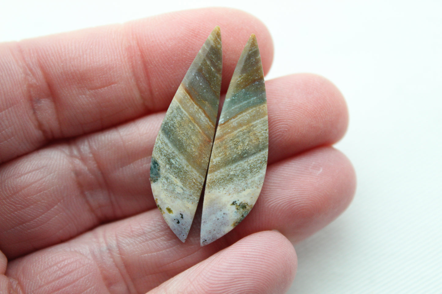 Pair of Indonesian Jasper Cabochons grey gemstones