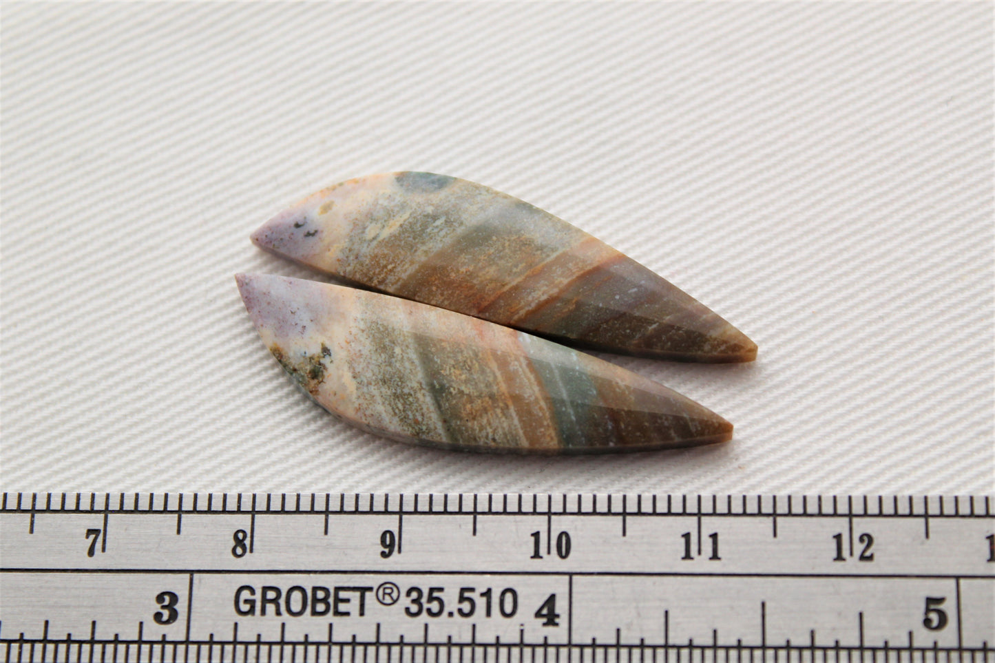 Pair of Indonesian Jasper Cabochons grey gemstones