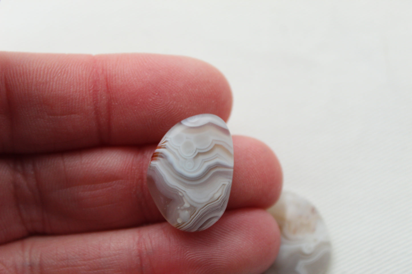 Botswana Agate Pair cabochon Gemstone white