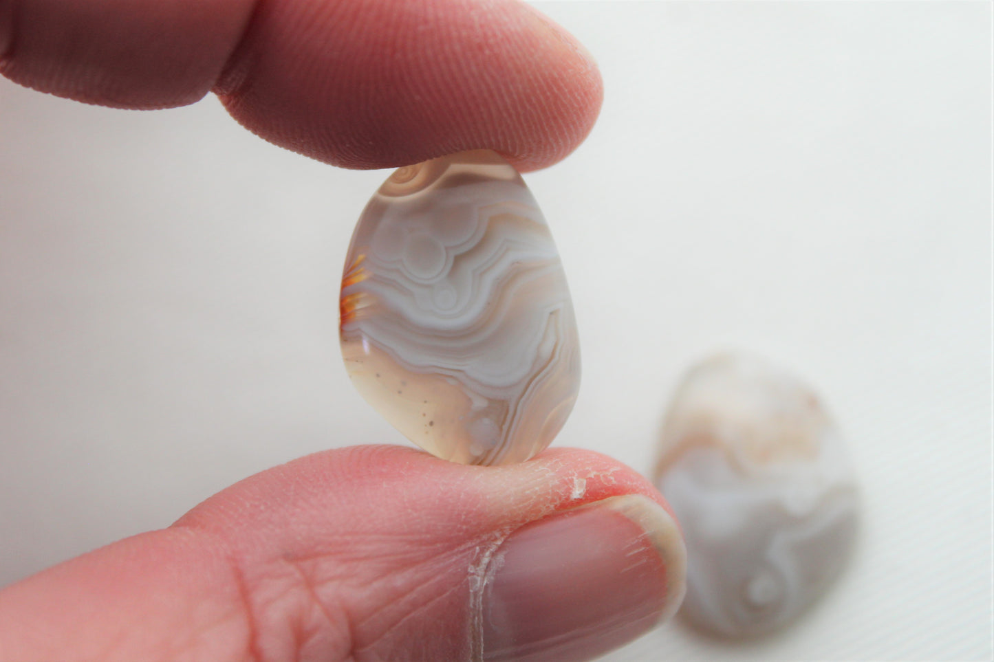 Botswana Agate Pair cabochon Gemstone white