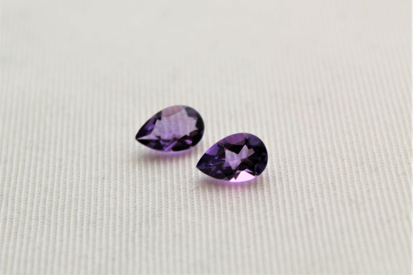 Pear Faceted Amethyst Pair Gemstone purple natural