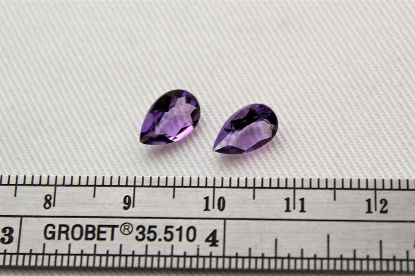 Pear Faceted Amethyst Pair Gemstone purple natural