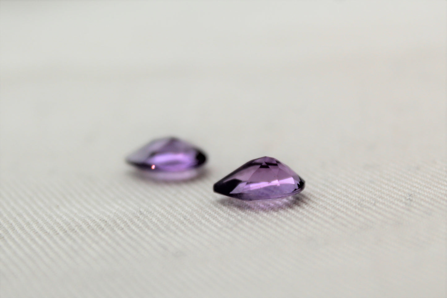 Pear Faceted Amethyst Pair Gemstone purple natural