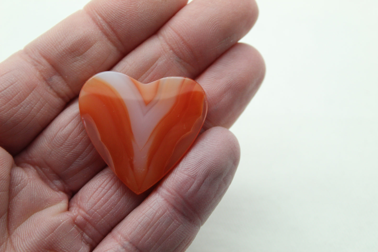 Cabochon Agate Bandes Coeur orange gemme dos arrondi