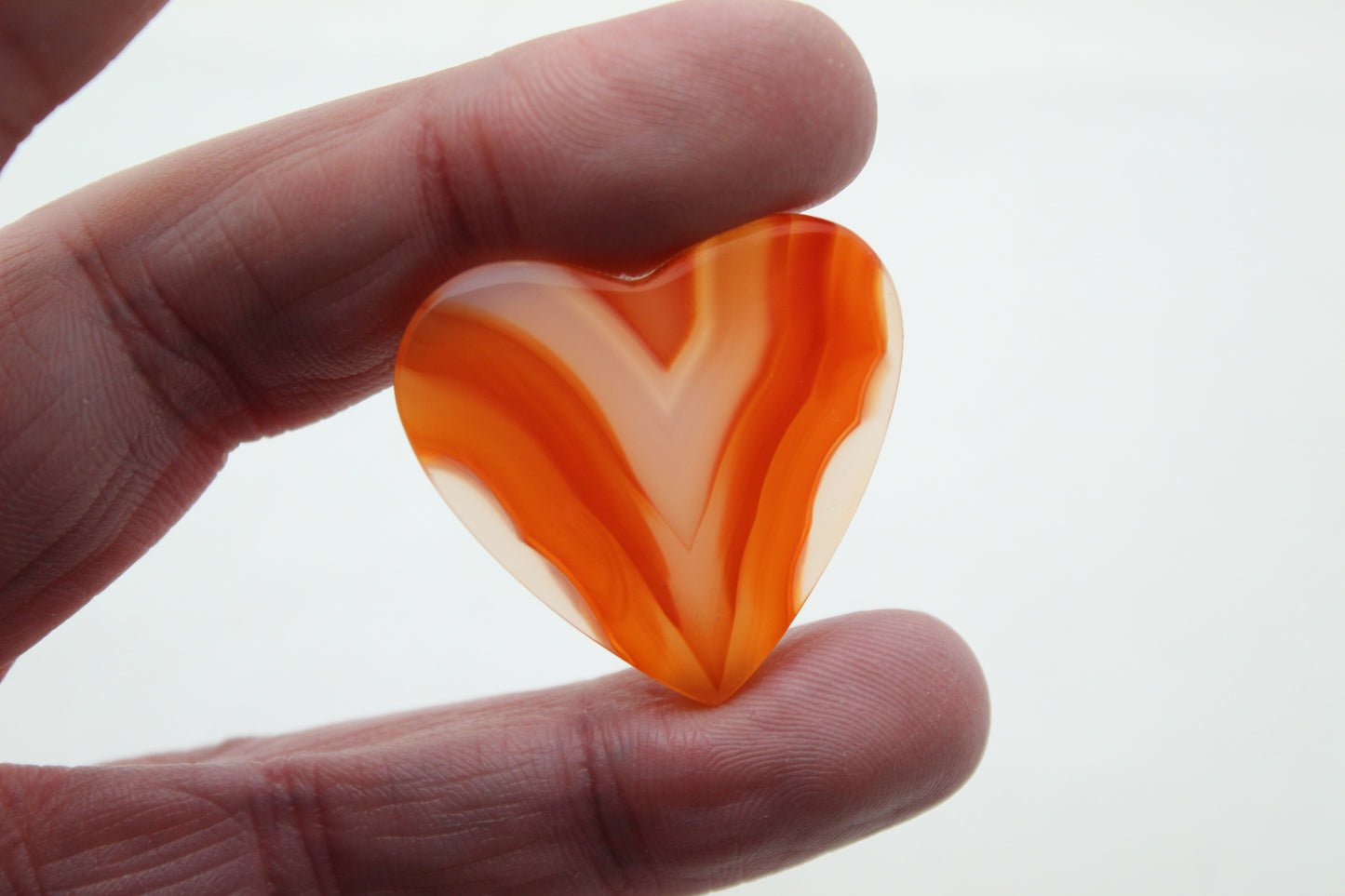 Cabochon Agate Bandes Coeur orange gemme dos arrondi