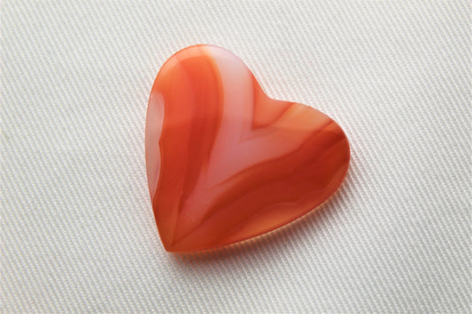 Banded Agate Cabochon Heart orange gemstone rounded back