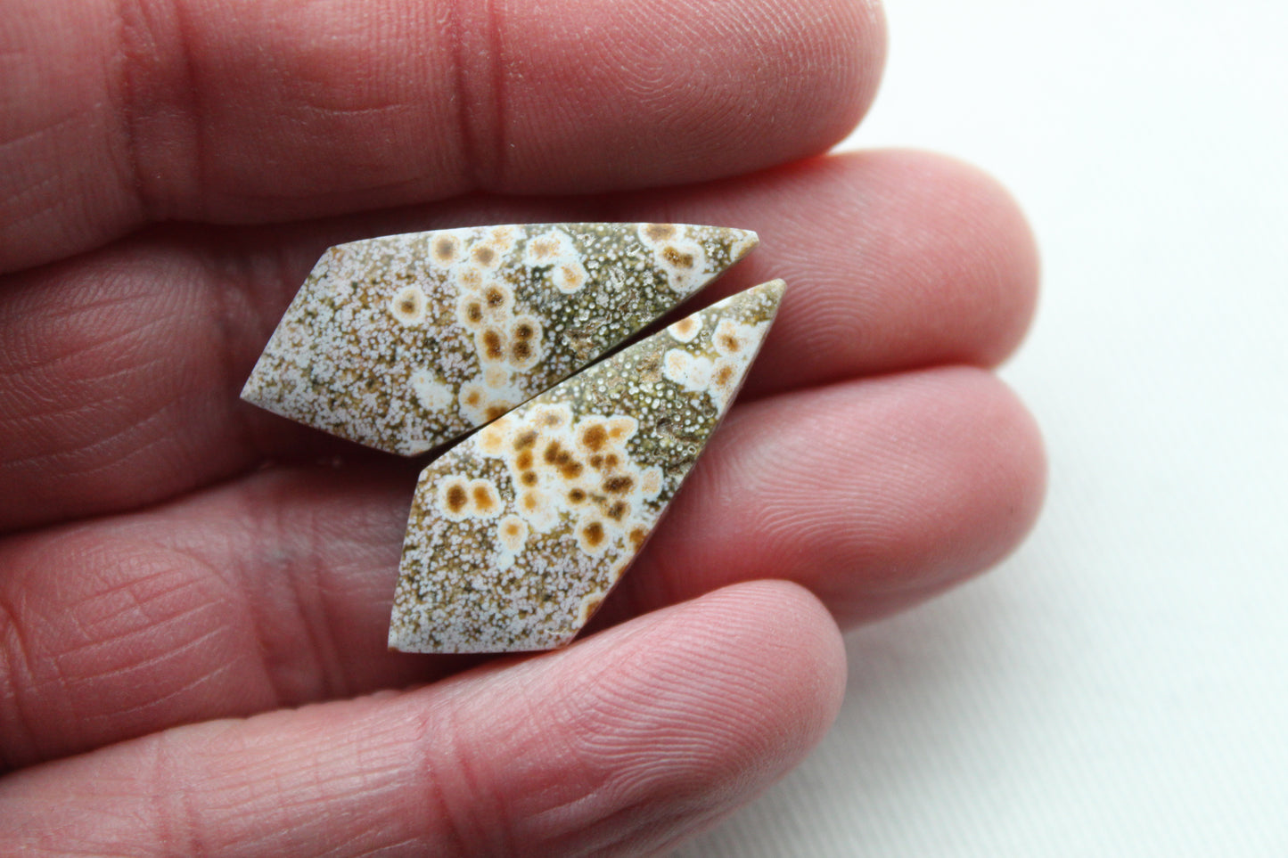 River Jasper Cabochon Pair Gemstone kite shape