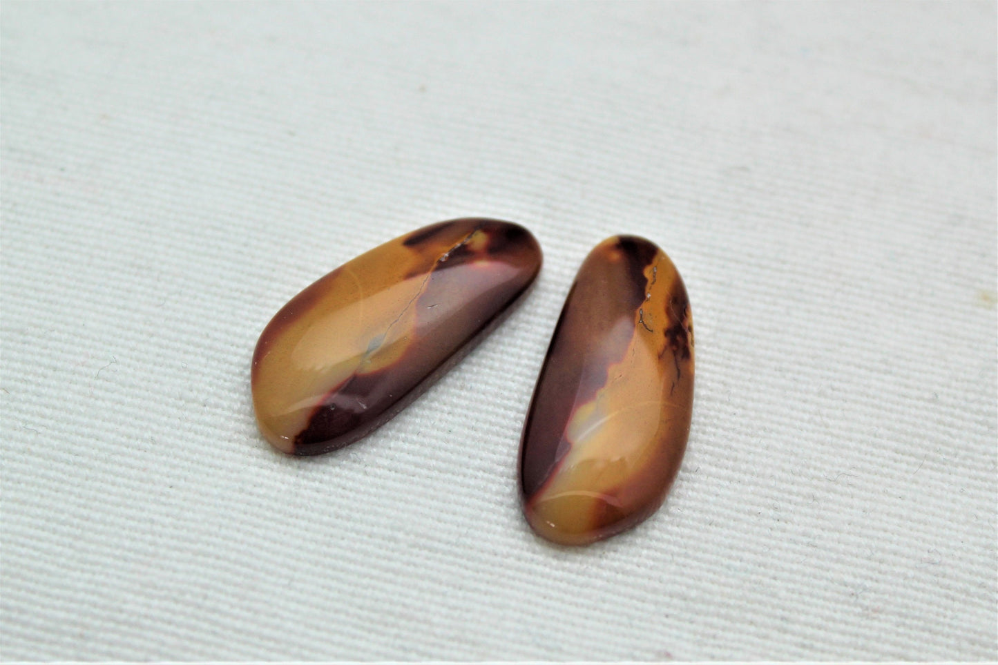 Matching pair of Mookaite Cabochons red Gemstones