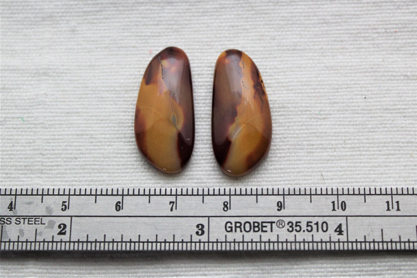 Matching pair of Mookaite Cabochons red Gemstones