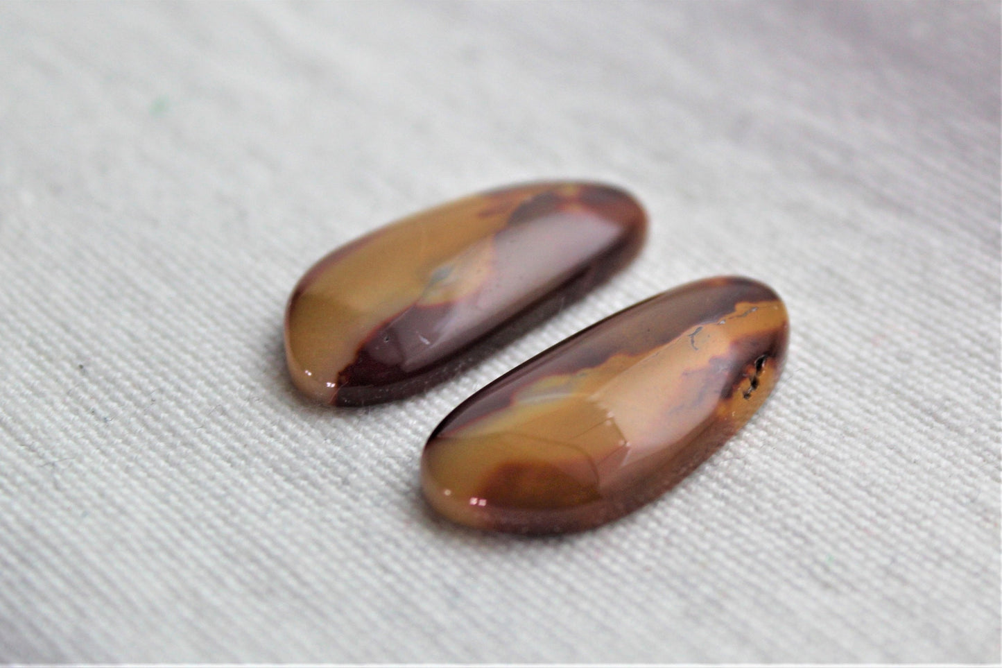 Matching pair of Mookaite Cabochons red Gemstones