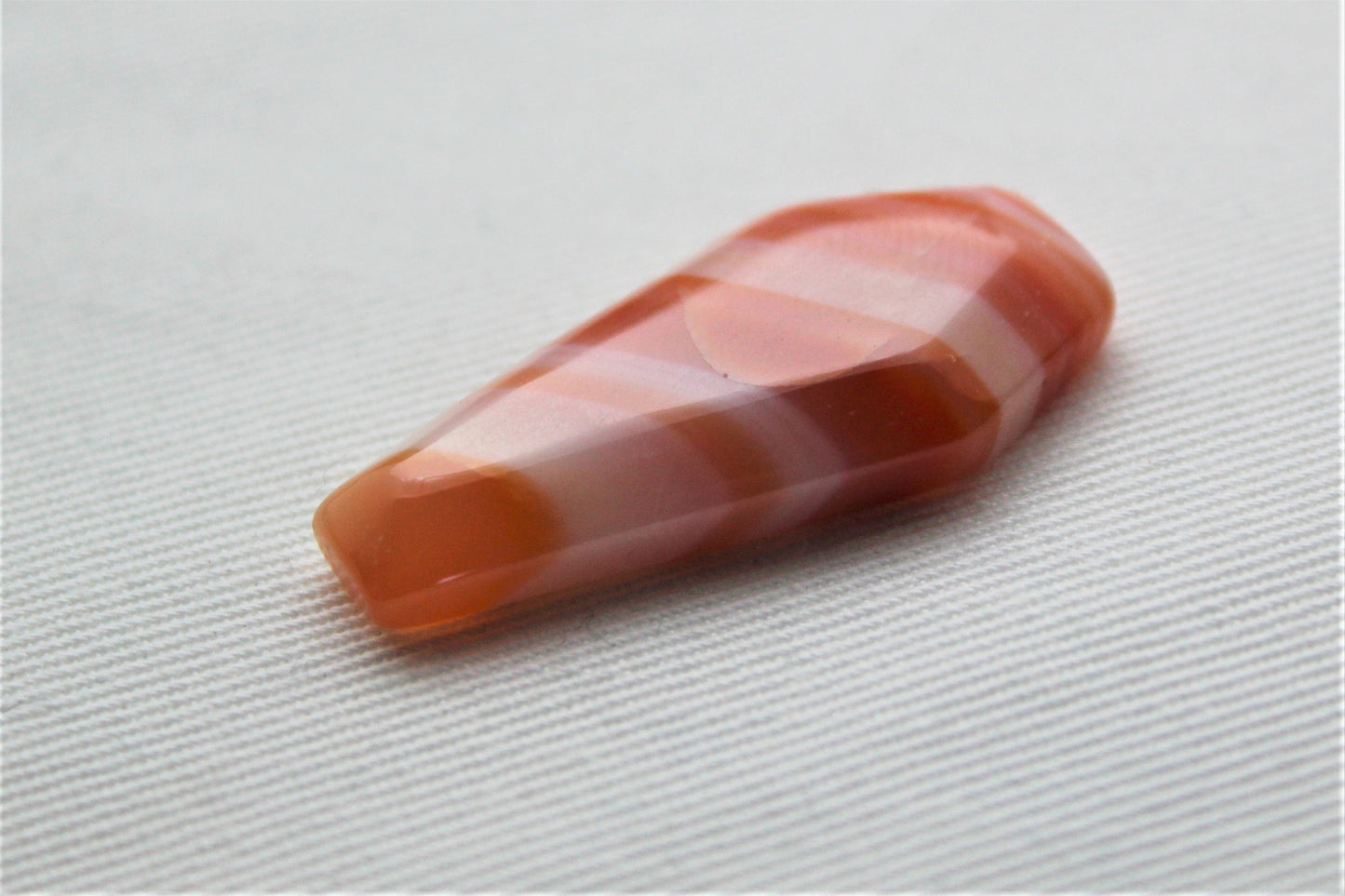 Banded Agate Cabochon Gemstone orange Coffin