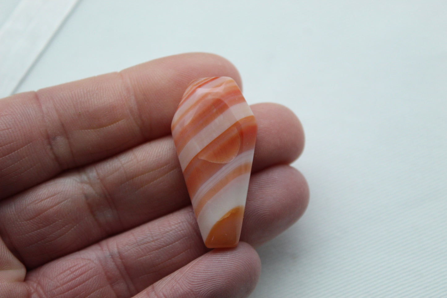 Banded Agate Cabochon Gemstone orange Coffin