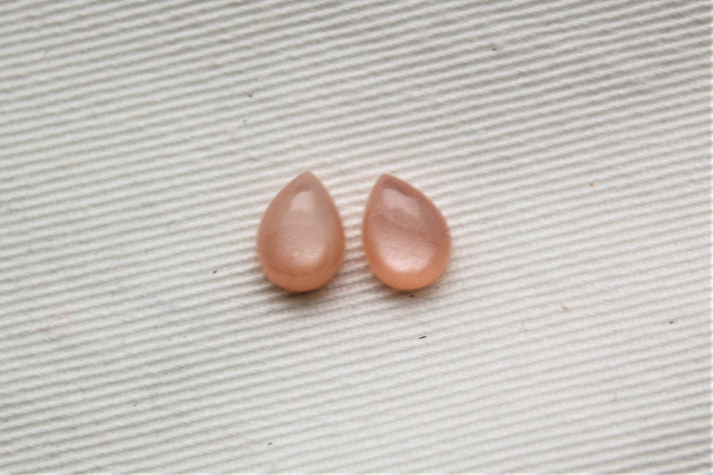 Pair of peach Moonstone cabochons 6x8MM Gemstones pear