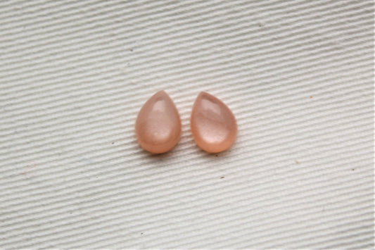 Pair of peach Moonstone cabochons 6x8MM Gemstones pear