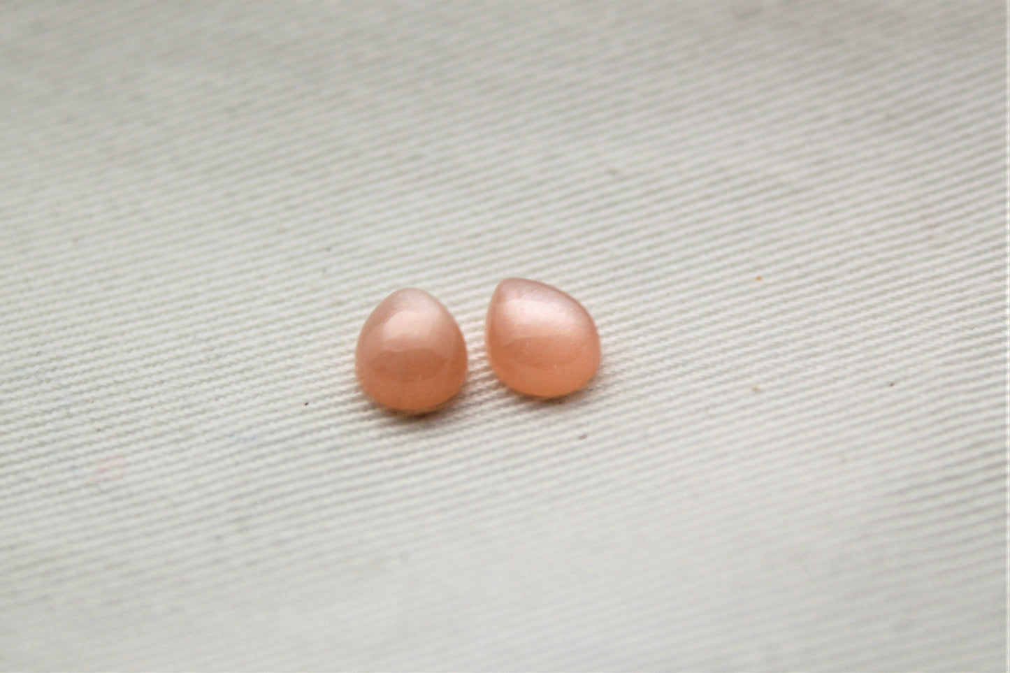 Pair of peach Moonstone cabochons 6x8MM Gemstones pear