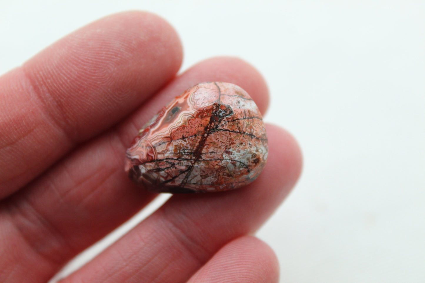 Rose cut Laguna Lace Agate Freeform Gemstone Cabochon red