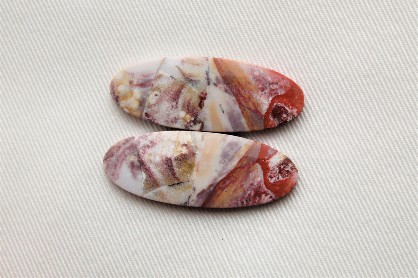 Pair of Indonesian Jasper Cabochons oval pair