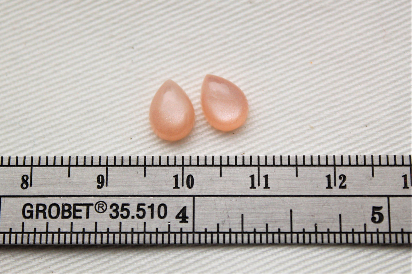 Pair of peach Moonstone cabochons 6x8MM Gemstones pear