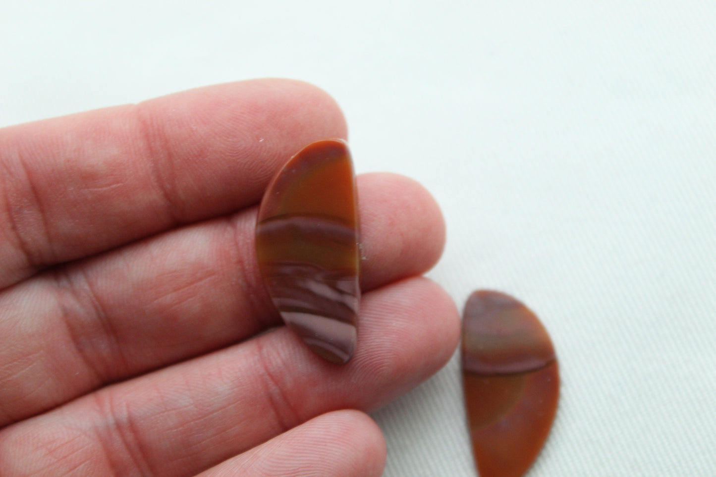 Imperial Jasper Pair Cabochons Gemstone natural pink and orange