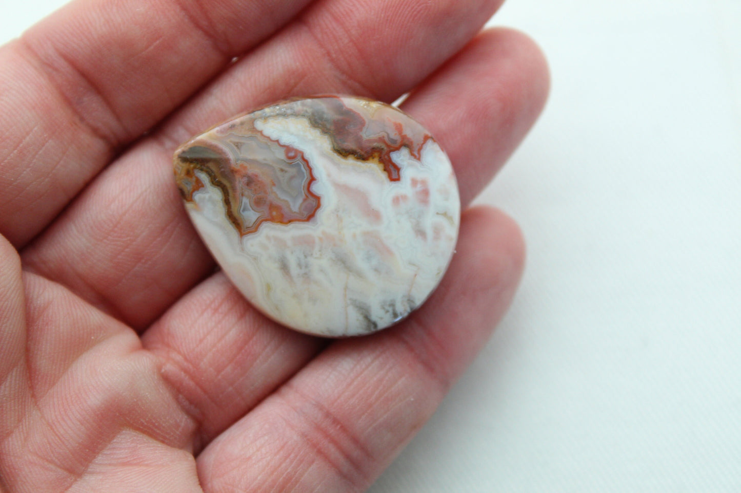 Indonesian Plume Agate Cabochon Gemstone Pear