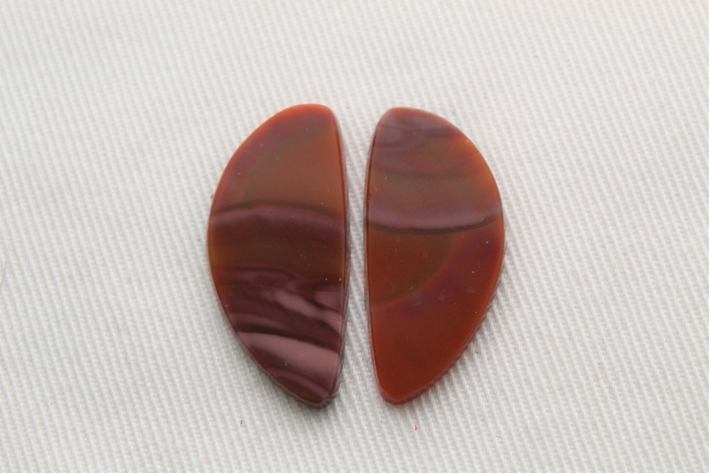 Imperial Jasper Pair Cabochons Gemstone natural pink and orange