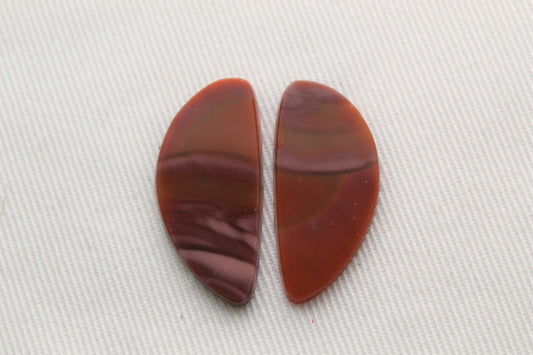 Imperial Jasper Pair Cabochons Gemstone natural pink and orange