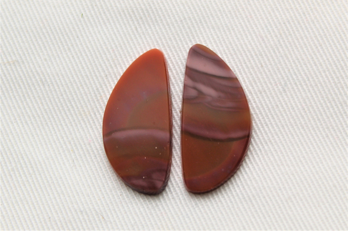 Imperial Jasper Pair Cabochons Gemstone natural pink and orange