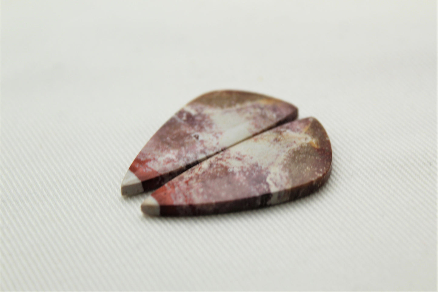 Indonesian Jasper Pair Cabochons gemstones white