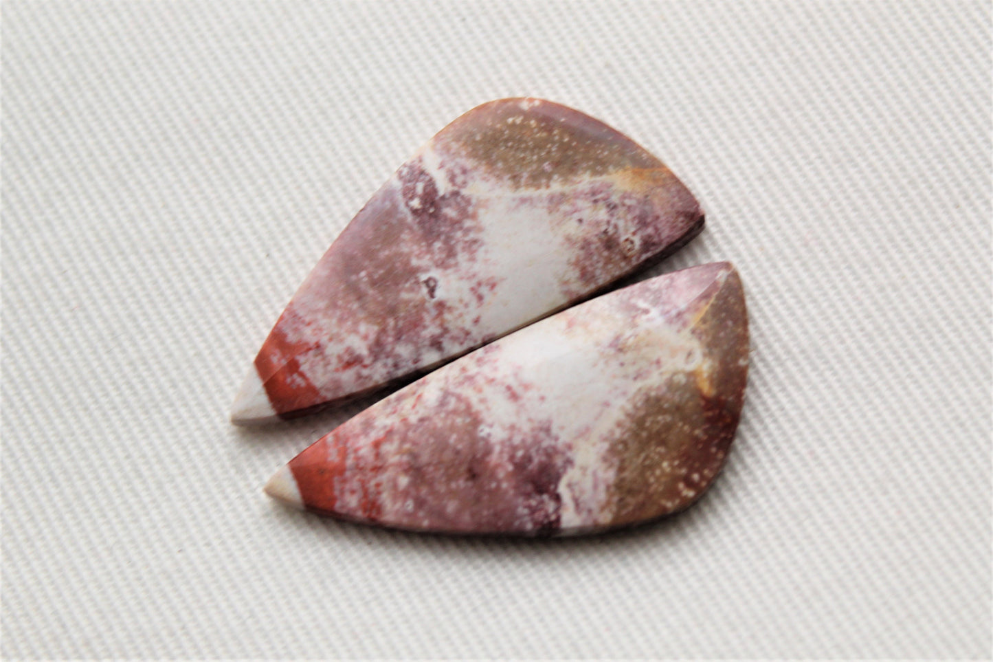 Indonesian Jasper Pair Cabochons gemstones white