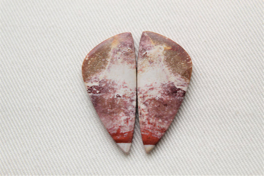 Indonesian Jasper Pair Cabochons gemstones white