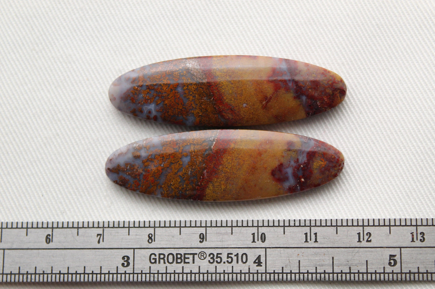 Large Pair Indonesian Plume Agate Cabochons gemstone natural