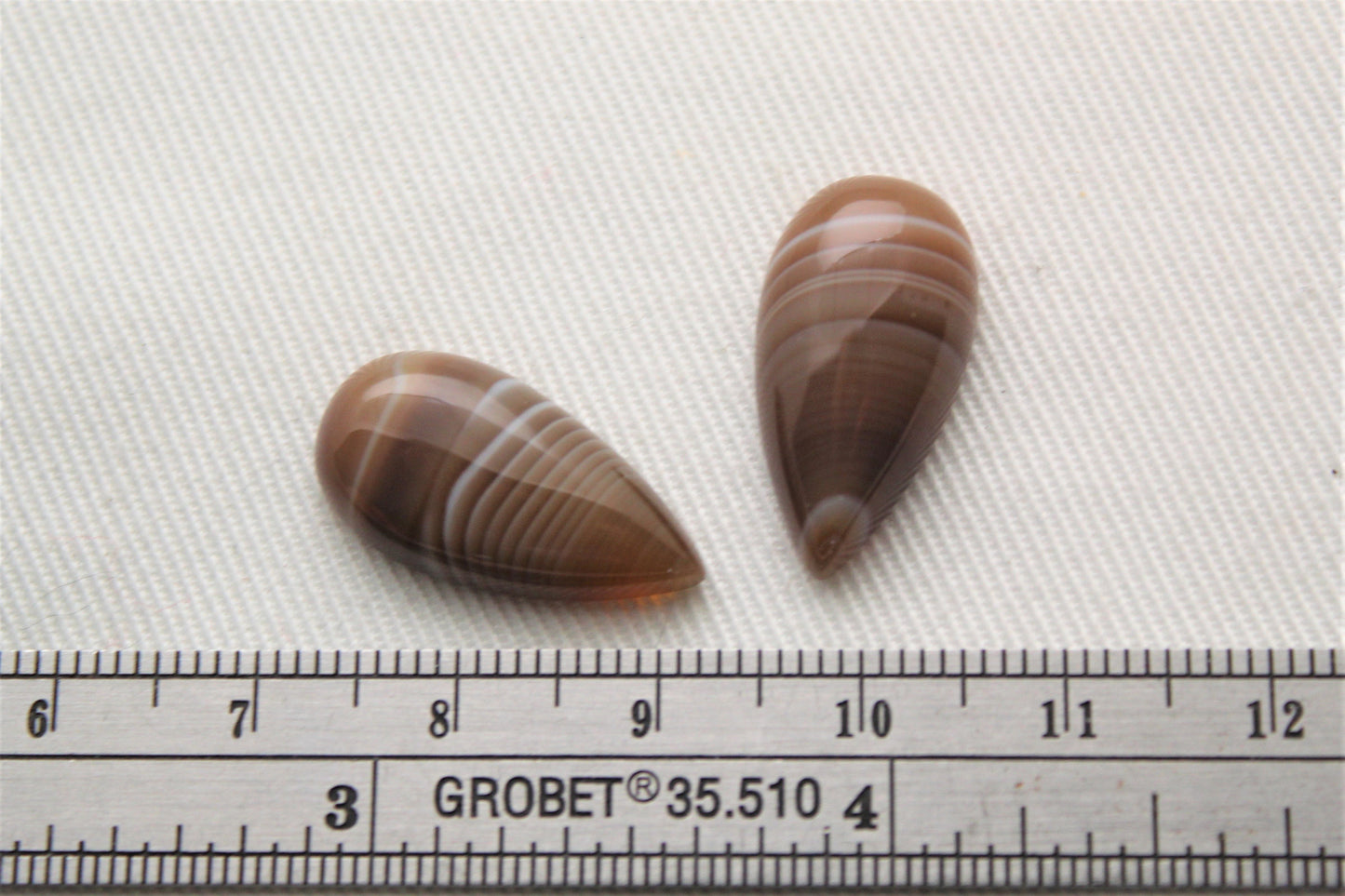 TWO Botswana Agate cabochons Gemstone smooth Pear 21X11 MM