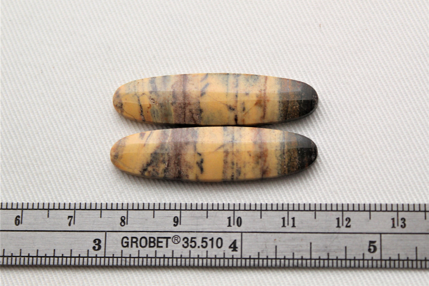 Jolie Paire de Cabochons Jaspe Australien jaune gris marron