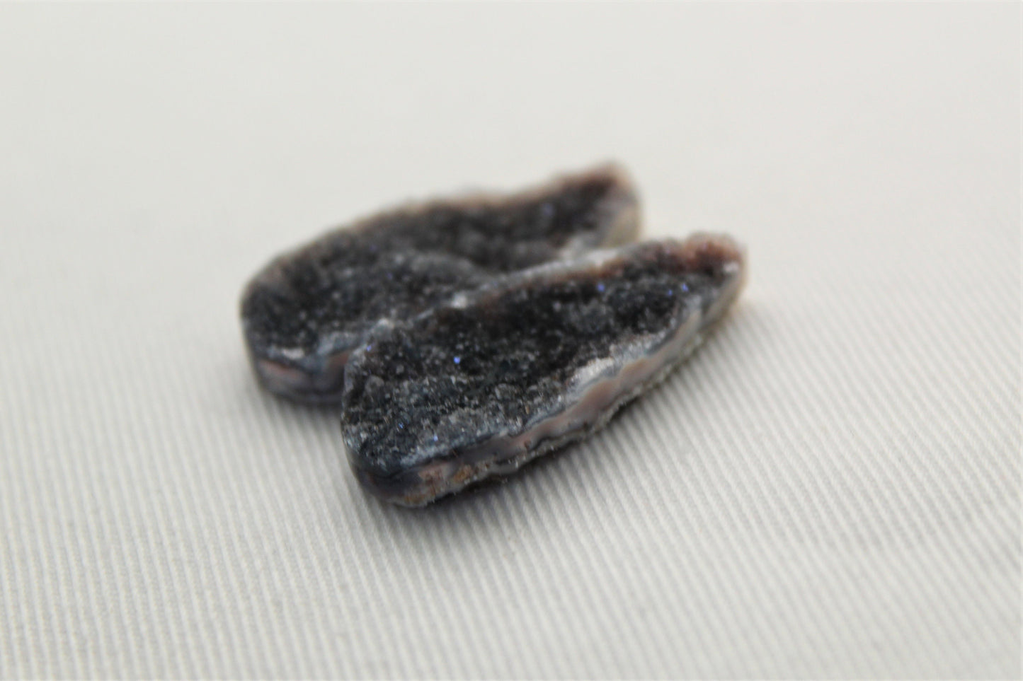 Black Druzy Pair Cabochons Drops