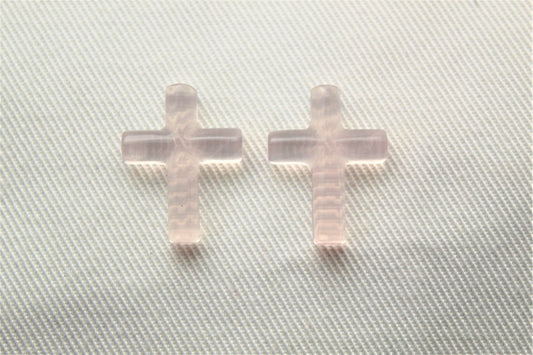 TWO Rose Quartz cabochons Gemstones Cross tube 15X20MM