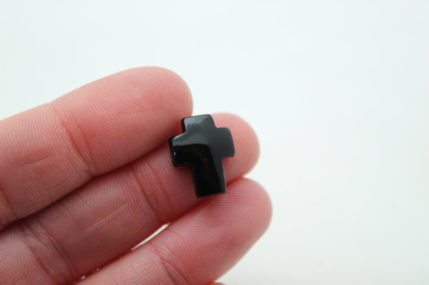 Set of two Black agate Cabochon Gemstones CROSS 12x16MM