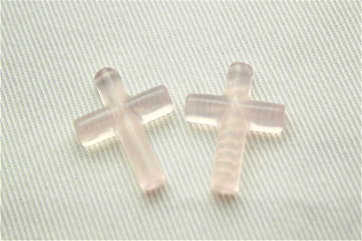 TWO Rose Quartz cabochons Gemstones Cross tube 15X20MM