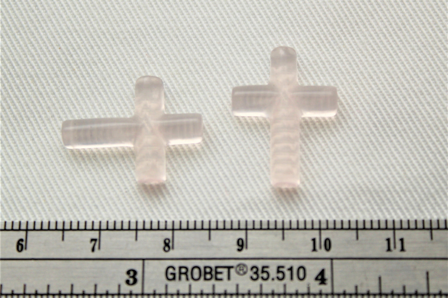 TWO Rose Quartz cabochons Gemstones Cross tube 15X20MM