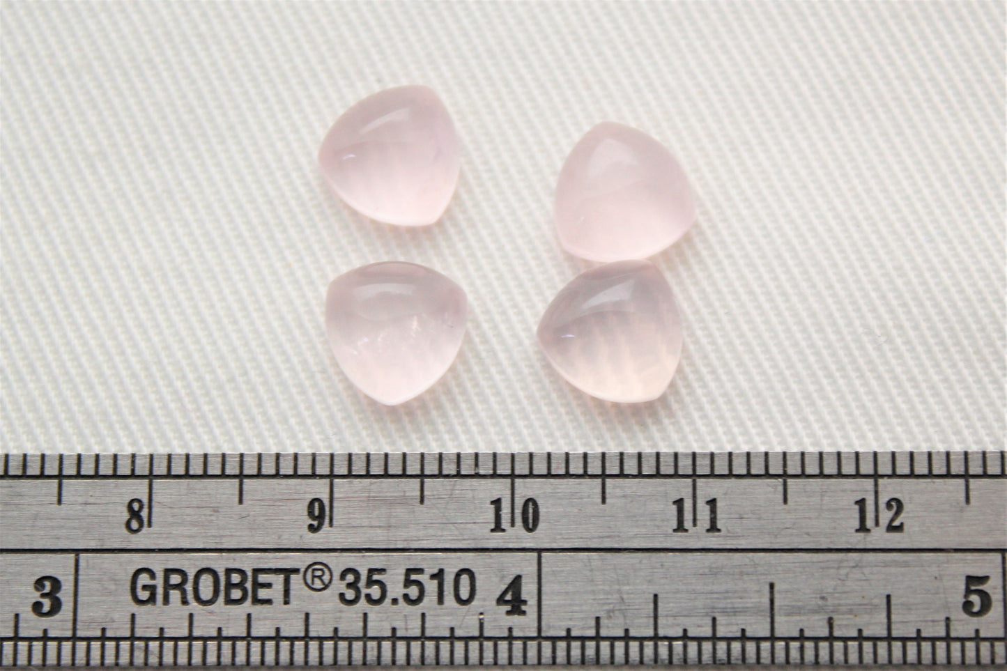 FOUR Pink Quartz cabochons Gemstones trillion 8MM