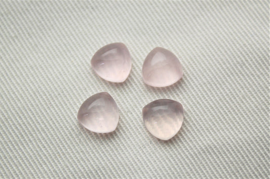 FOUR Pink Quartz cabochons Gemstones trillion 8MM